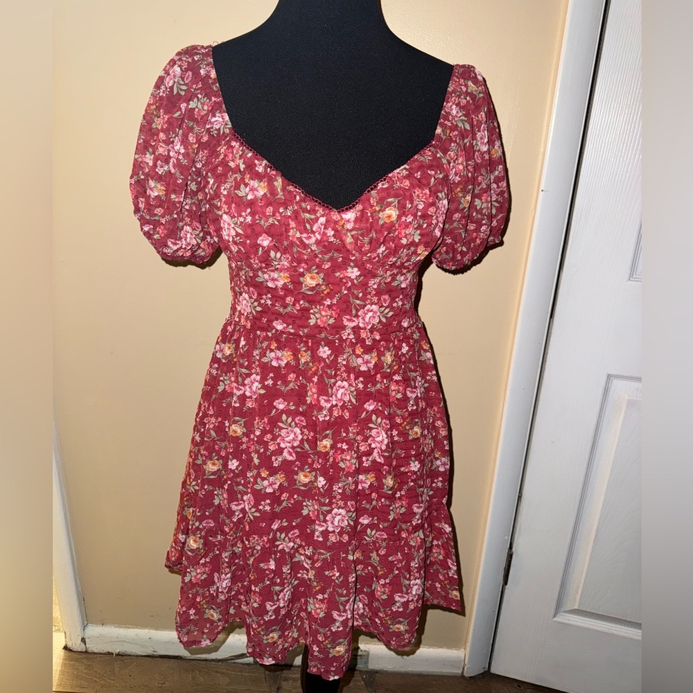 Floral Red Women's Dress